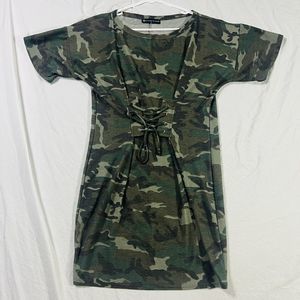 Sexy Plus Stretch Fashion To Figure Camo Army Military Corset MiniDress  14/16 0